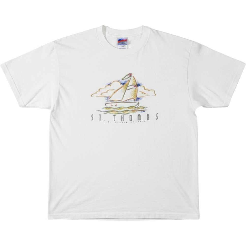 Hanes‎ Heavyweight St Thomas US Virgin Islands Sailboat T-Shirt White XL Vintage